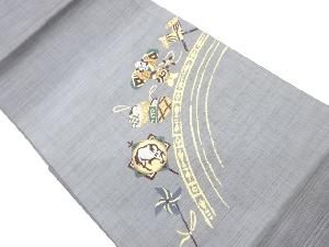 三幸織物製　曲線に玩具模様織出し名古屋帯